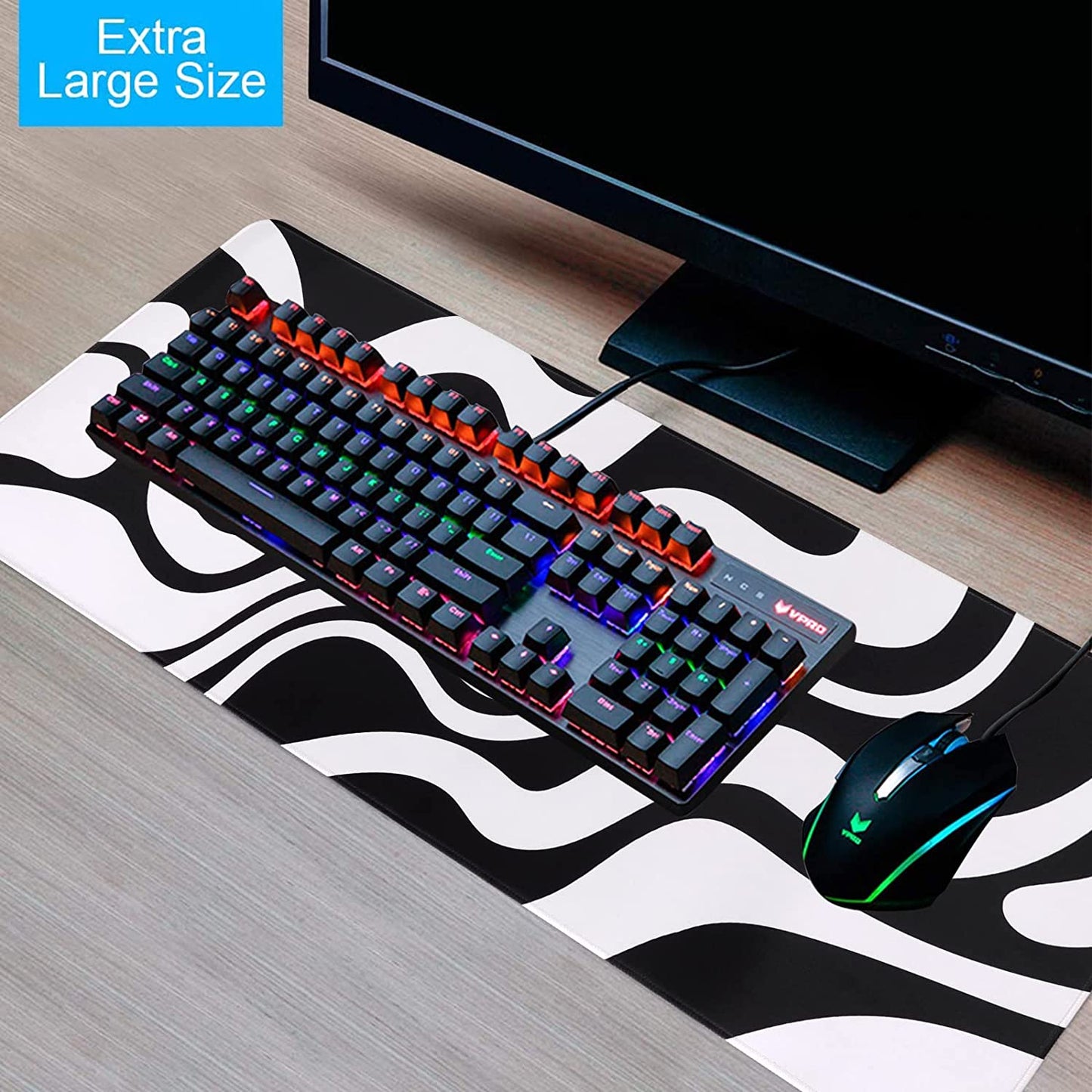 Desk Mat, Extended Gaming Mouse Pad 35.4" X 15.9" XXL Keyboard Laptop Mousepad with Stitched Edges Non Slip Base, Water-Resistant Computer Desk Pad for Office and Home(Abstract)