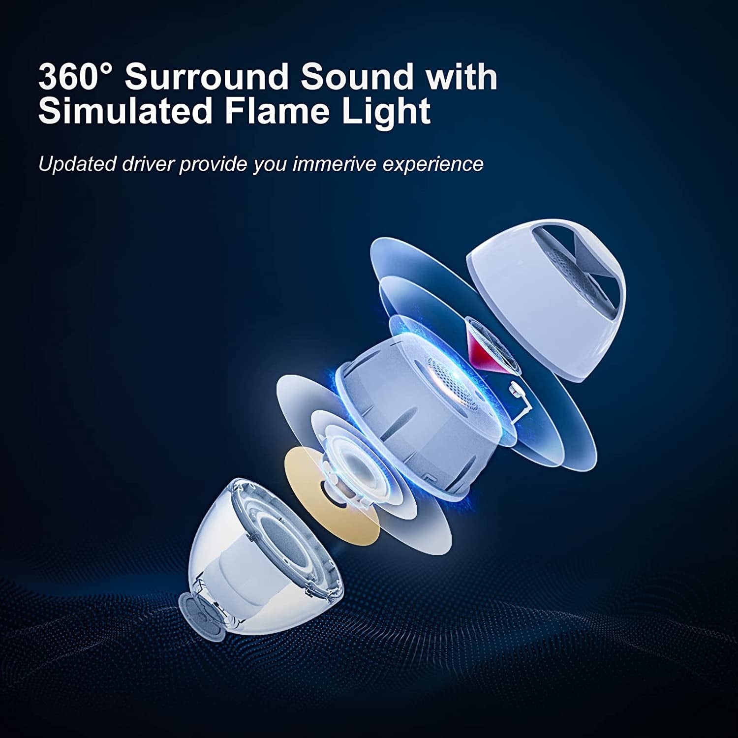 LED Flame Floating Bluetooth Speaker for Pool, IP68 Waterproof, Hot Tub with Rich Bass, HD Stereo Sound, Hands-Free Portable for Outdoor