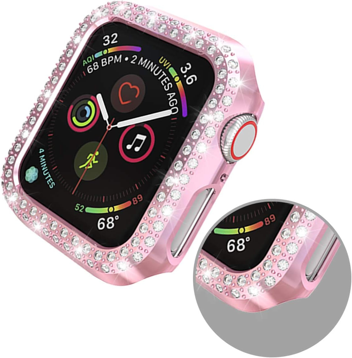 [5-Pack] Protector Case Compatible with Apple Watch Series 3 Series 2 Series 1 38Mm Cover, without Screen Film, Double Row Bling Crystal Diamonds Protective Cover Bumper Frame Accessories (38Mm)