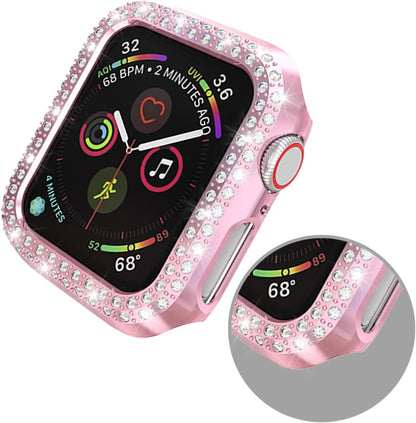[5-Pack] Protector Case Compatible with Apple Watch Series 3 Series 2 Series 1 38Mm Cover, without Screen Film, Double Row Bling Crystal Diamonds Protective Cover Bumper Frame Accessories (38Mm)