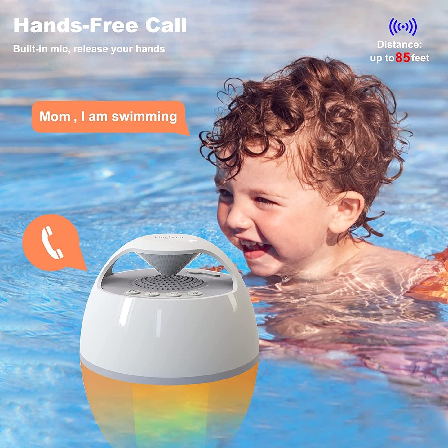 LED Flame Floating Bluetooth Speaker for Pool, IP68 Waterproof, Hot Tub with Rich Bass, HD Stereo Sound, Hands-Free Portable for Outdoor