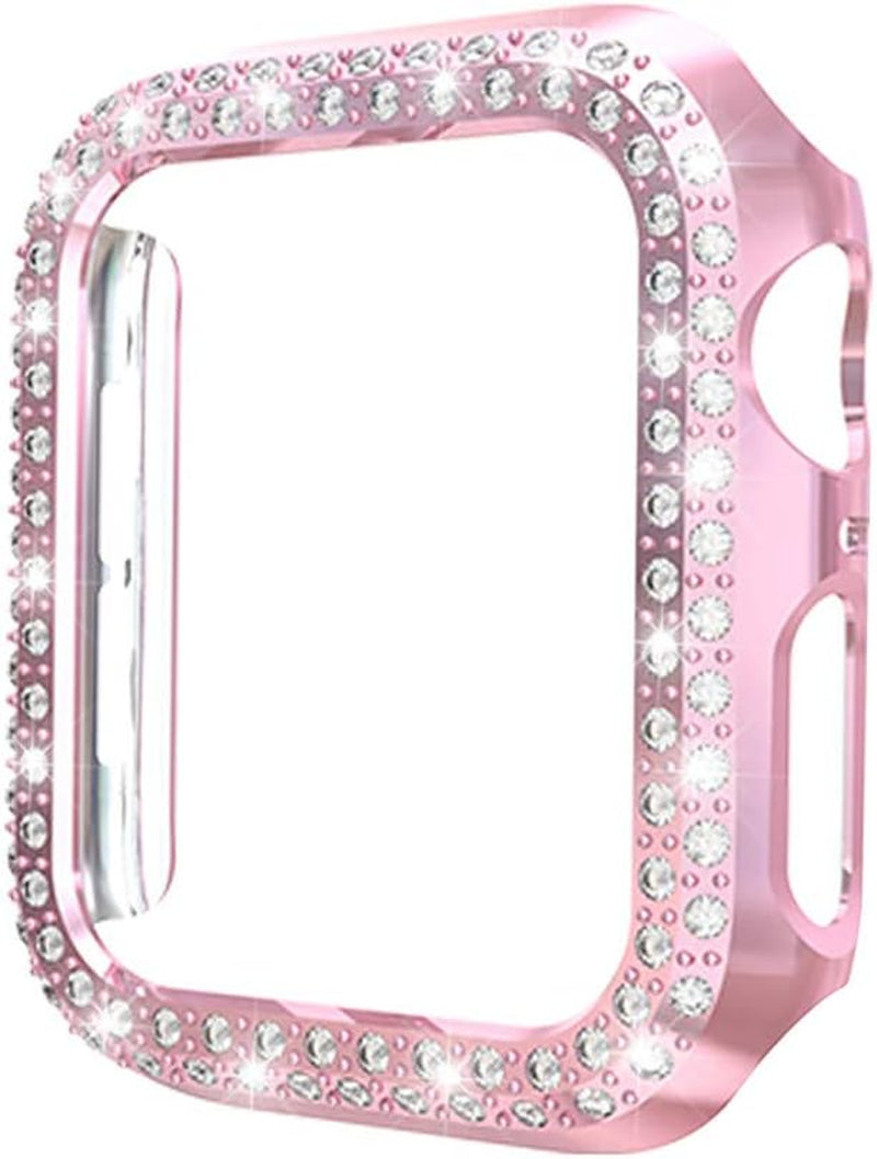 [5-Pack] Protector Case Compatible with Apple Watch Series 3 Series 2 Series 1 38Mm Cover, without Screen Film, Double Row Bling Crystal Diamonds Protective Cover Bumper Frame Accessories (38Mm)