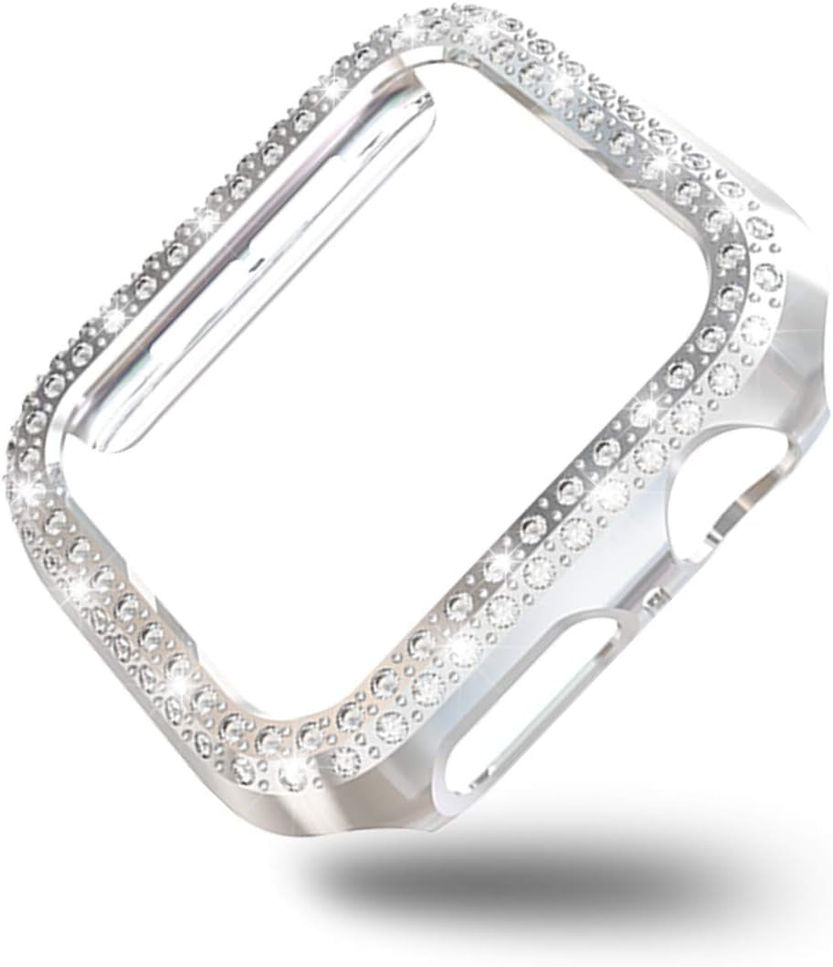 [5-Pack] Protector Case Compatible with Apple Watch Series 3 Series 2 Series 1 38Mm Cover, without Screen Film, Double Row Bling Crystal Diamonds Protective Cover Bumper Frame Accessories (38Mm)
